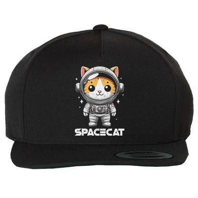 Spacecat Astronaut Cat Kitten Spaceman Cosmonaut Distressed Wool Snapback Cap