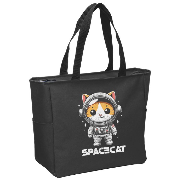 Spacecat Astronaut Cat Kitten Spaceman Cosmonaut Distressed Zip Tote Bag