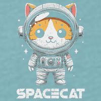 Spacecat Astronaut Cat Kitten Spaceman Cosmonaut Distressed Sueded Cloud Jersey T-Shirt
