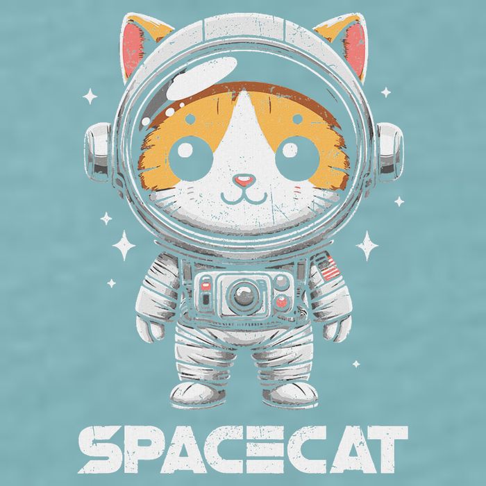 Spacecat Astronaut Cat Kitten Spaceman Cosmonaut Distressed Sueded Cloud Jersey T-Shirt