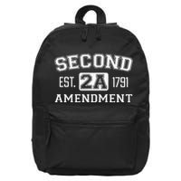Second Amendment College University Style 16 in Basic Backpack