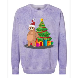 Sloth And Christmas Tree Colorblast Crewneck Sweatshirt