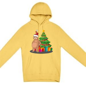 Sloth And Christmas Tree Premium Pullover Hoodie