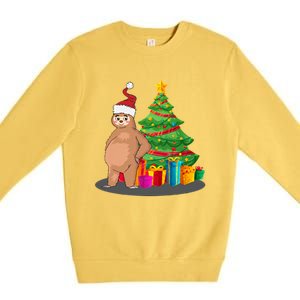 Sloth And Christmas Tree Premium Crewneck Sweatshirt