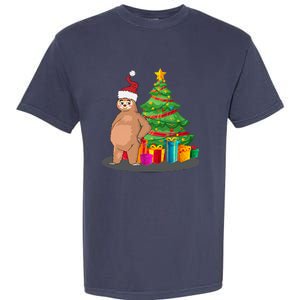 Sloth And Christmas Tree Garment-Dyed Heavyweight T-Shirt