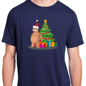 Sloth And Christmas Tree Adult ChromaSoft Performance T-Shirt