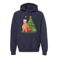 Sloth And Christmas Tree Premium Hoodie