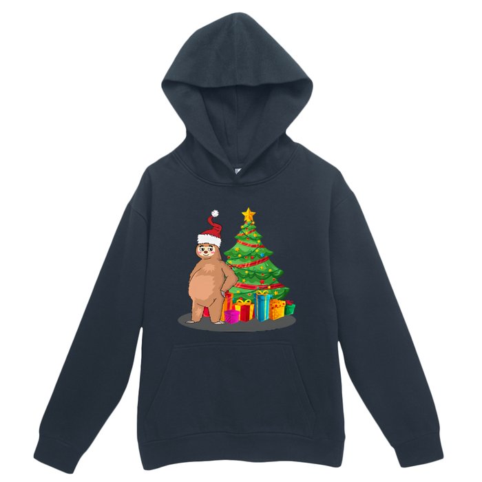 Sloth And Christmas Tree Urban Pullover Hoodie