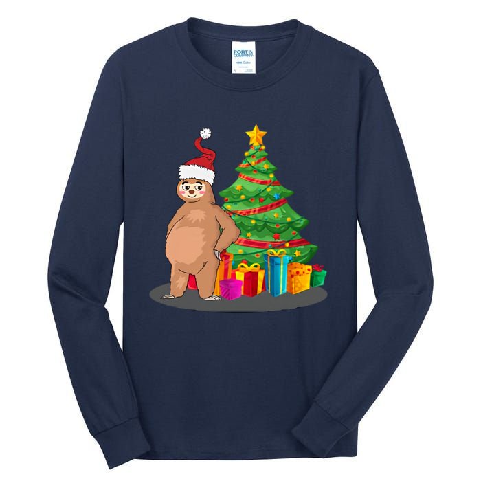 Sloth And Christmas Tree Tall Long Sleeve T-Shirt