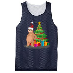 Sloth And Christmas Tree Mesh Reversible Basketball Jersey Tank