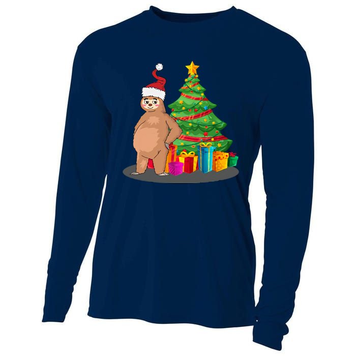 Sloth And Christmas Tree Cooling Performance Long Sleeve Crew