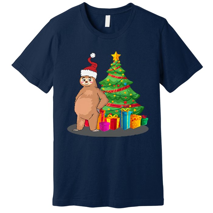 Sloth And Christmas Tree Premium T-Shirt