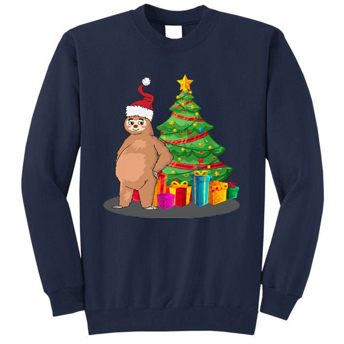 Sloth And Christmas Tree Tall Sweatshirt