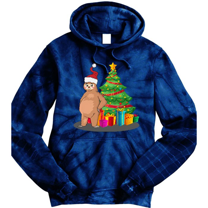 Sloth And Christmas Tree Tie Dye Hoodie