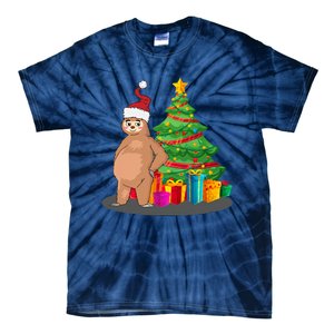 Sloth And Christmas Tree Tie-Dye T-Shirt