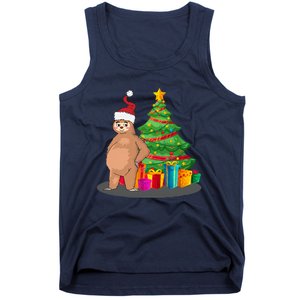 Sloth And Christmas Tree Tank Top