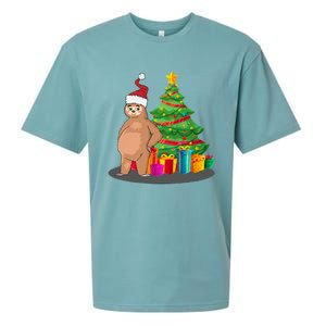 Sloth And Christmas Tree Sueded Cloud Jersey T-Shirt