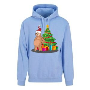 Sloth And Christmas Tree Unisex Surf Hoodie