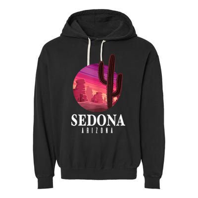 Sedona Arizona Cactus Sunset Desert Sedona Az Travels Garment-Dyed Fleece Hoodie