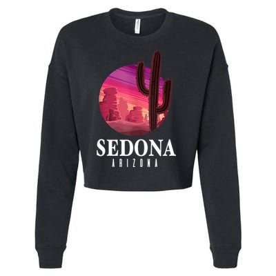 Sedona Arizona Cactus Sunset Desert Sedona Az Travels Cropped Pullover Crew