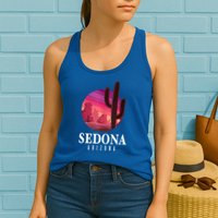 Sedona Arizona Cactus Sunset Desert Sedona Az Travels Womens Tank Top
