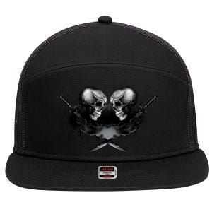 Skill And Cross Swords 7 Panel Mesh Trucker Snapback Hat