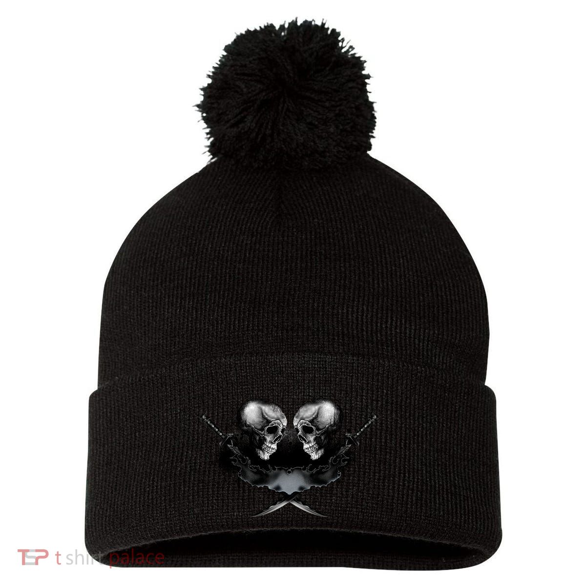 Skill And Cross Swords Pom Pom 12in Knit Beanie