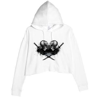 Skill And Cross Swords Crop Fleece Hoodie