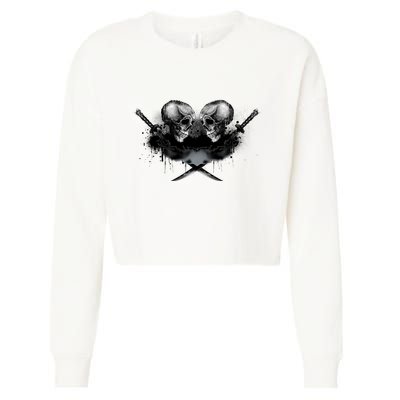 Skill And Cross Swords Cropped Pullover Crew