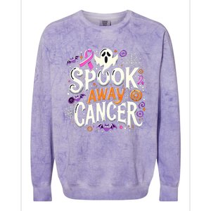 Spook Away Cancer October Halloween Breast Cancer Awareness Colorblast Crewneck Sweatshirt