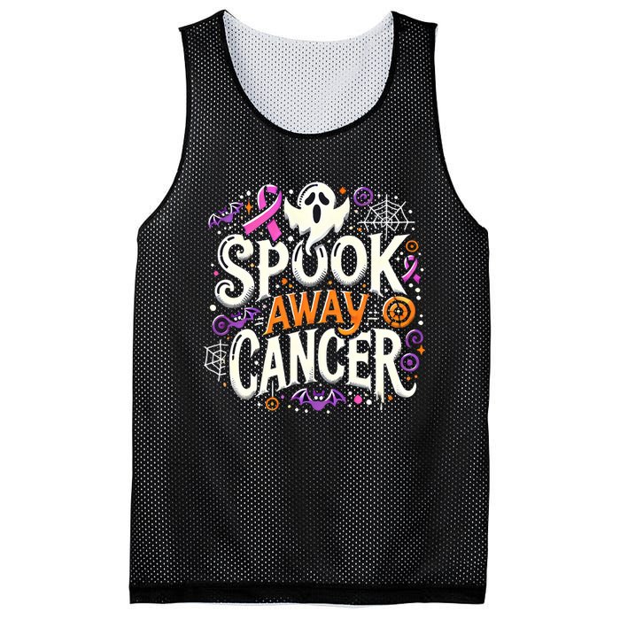 Spook Away Cancer October Halloween Breast Cancer Awareness Mesh Reversible Basketball Jersey Tank