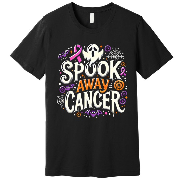 Spook Away Cancer October Halloween Breast Cancer Awareness Premium T-Shirt