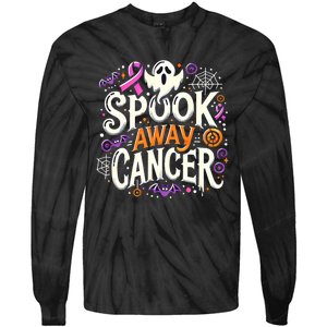 Spook Away Cancer October Halloween Breast Cancer Awareness Tie-Dye Long Sleeve Shirt