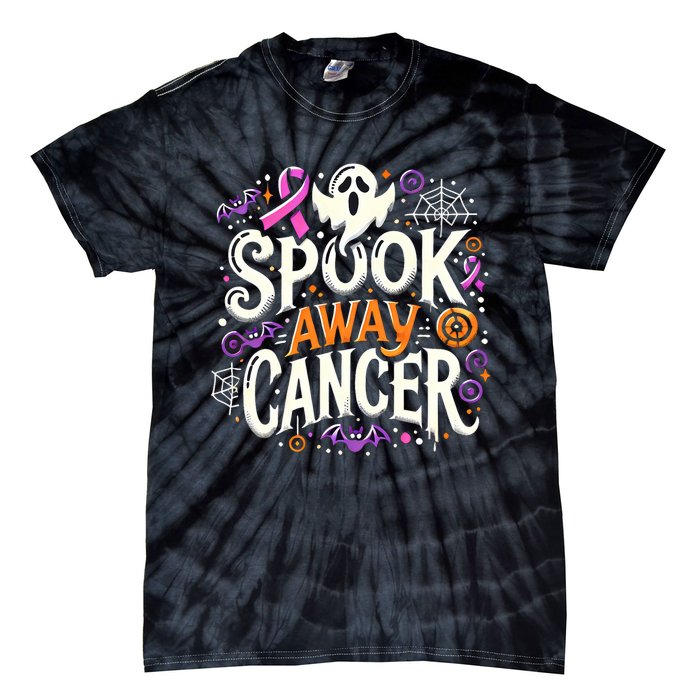 Spook Away Cancer October Halloween Breast Cancer Awareness Tie-Dye T-Shirt