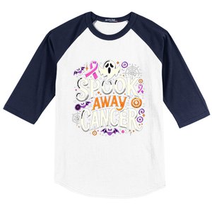 Spook Away Cancer October Halloween Breast Cancer Awareness Baseball Sleeve Shirt