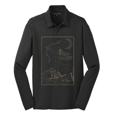 Sagittarius Astrology Constellation Zodiac Sign Horoscope Silk Touch Performance Long Sleeve Polo