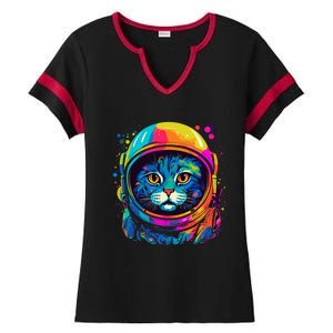 Space Astronaut Cat Gifts Space Cat Ladies Halftime Notch Neck Tee