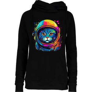 Space Astronaut Cat Gifts Space Cat Womens Funnel Neck Pullover Hood