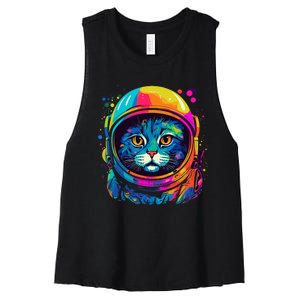 Space Astronaut Cat Gifts Space Cat Women's Racerback Cropped Tank