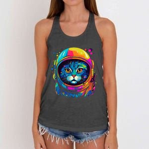 Space Astronaut Cat Gifts Space Cat Women's Knotted Racerback Tank