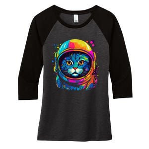 Space Astronaut Cat Gifts Space Cat Women's Tri-Blend 3/4-Sleeve Raglan Shirt