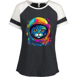 Space Astronaut Cat Gifts Space Cat Enza Ladies Jersey Colorblock Tee