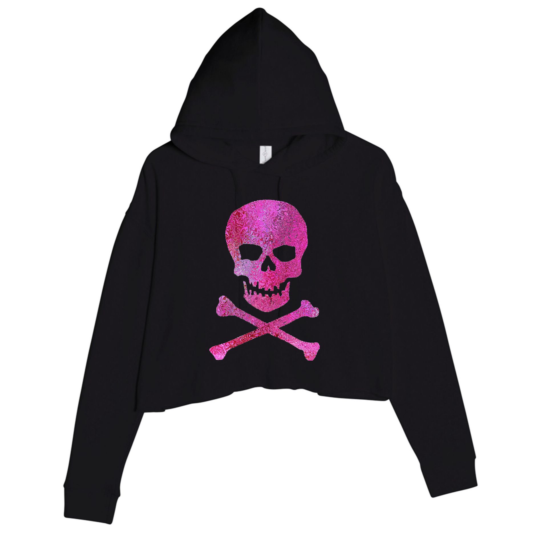 Skull And Crossbones Crop Fleece Hoodie