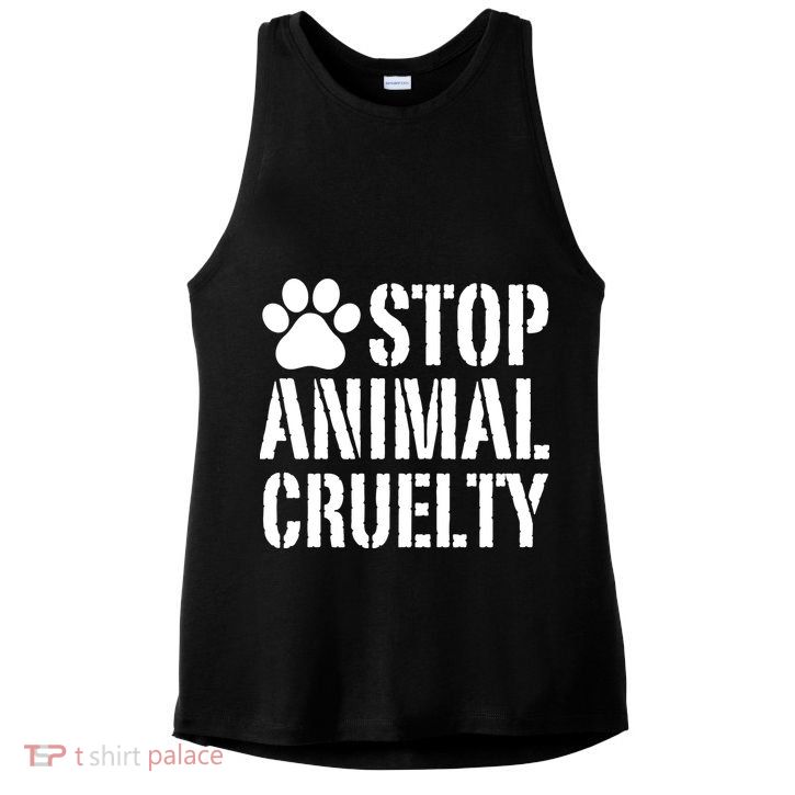 Stop Animal Cruelty Awareness Paw Print Ladies PosiCharge Tri-Blend Wicking Tank