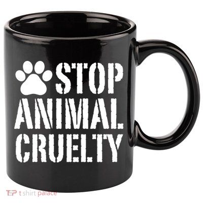 Stop Animal Cruelty Awareness Paw Print 11oz C Handle Ceramic Mug