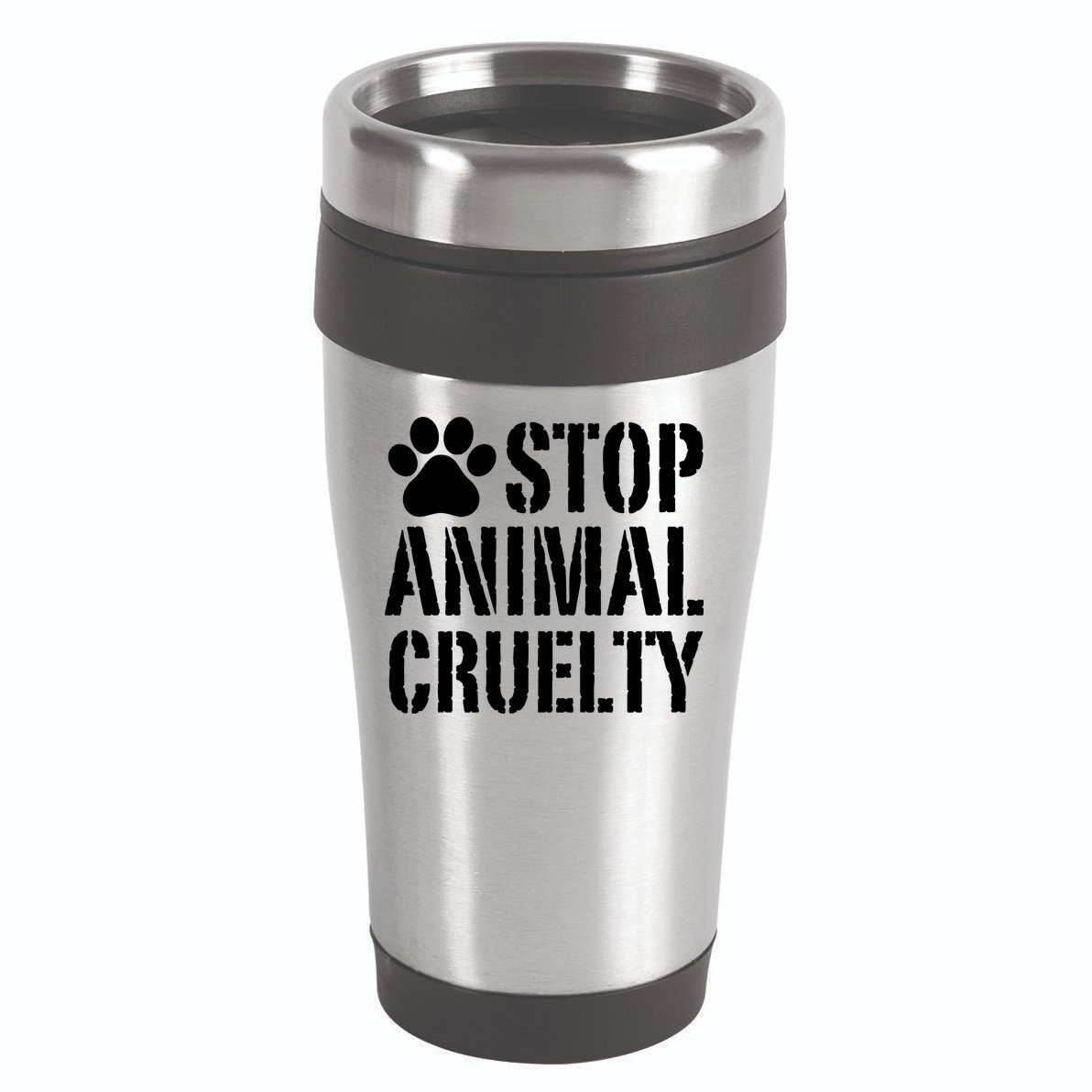Stop Animal Cruelty Awareness Paw Print 16oz Travel Tumbler