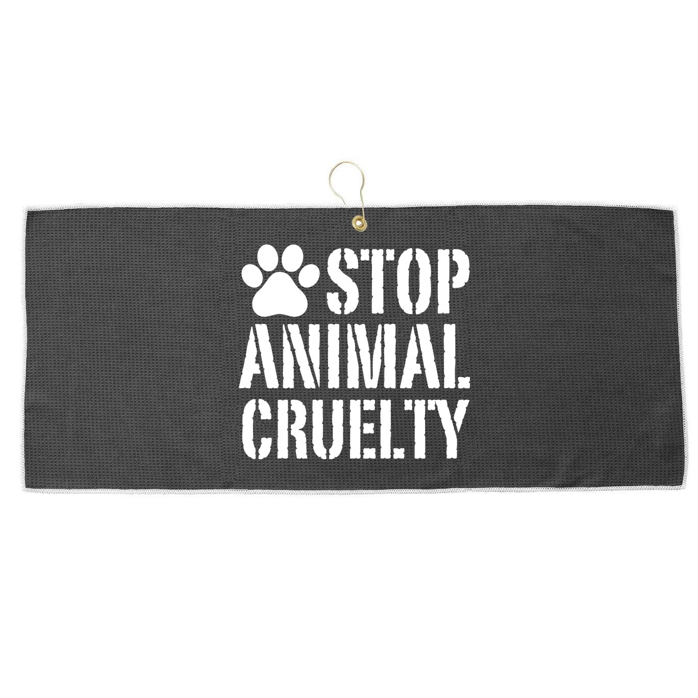 Stop Animal Cruelty Awareness Paw Print Large Microfiber Waffle Golf Towel