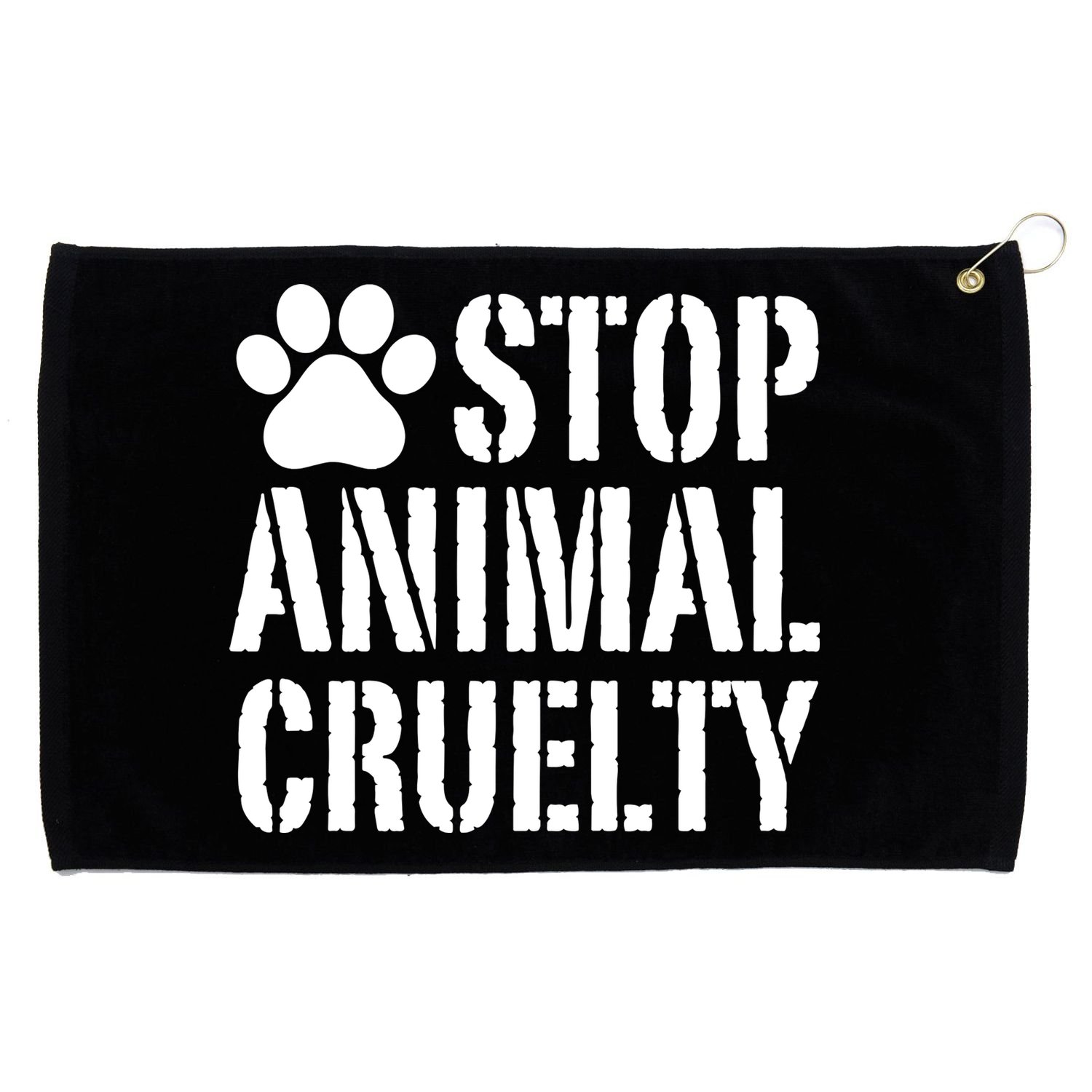 Stop Animal Cruelty Awareness Paw Print Grommeted Golf Towel