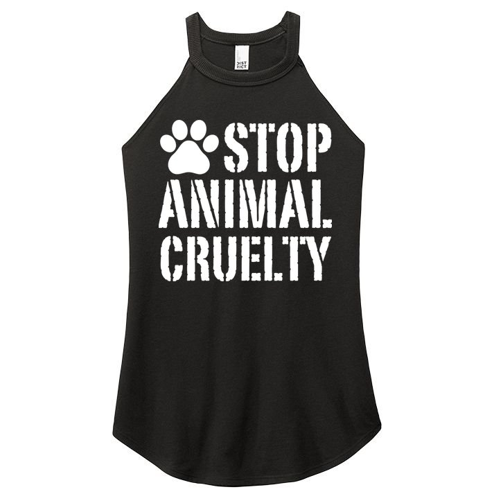 Stop Animal Cruelty Awareness Paw Print Women's Perfect Tri Rocker Tank