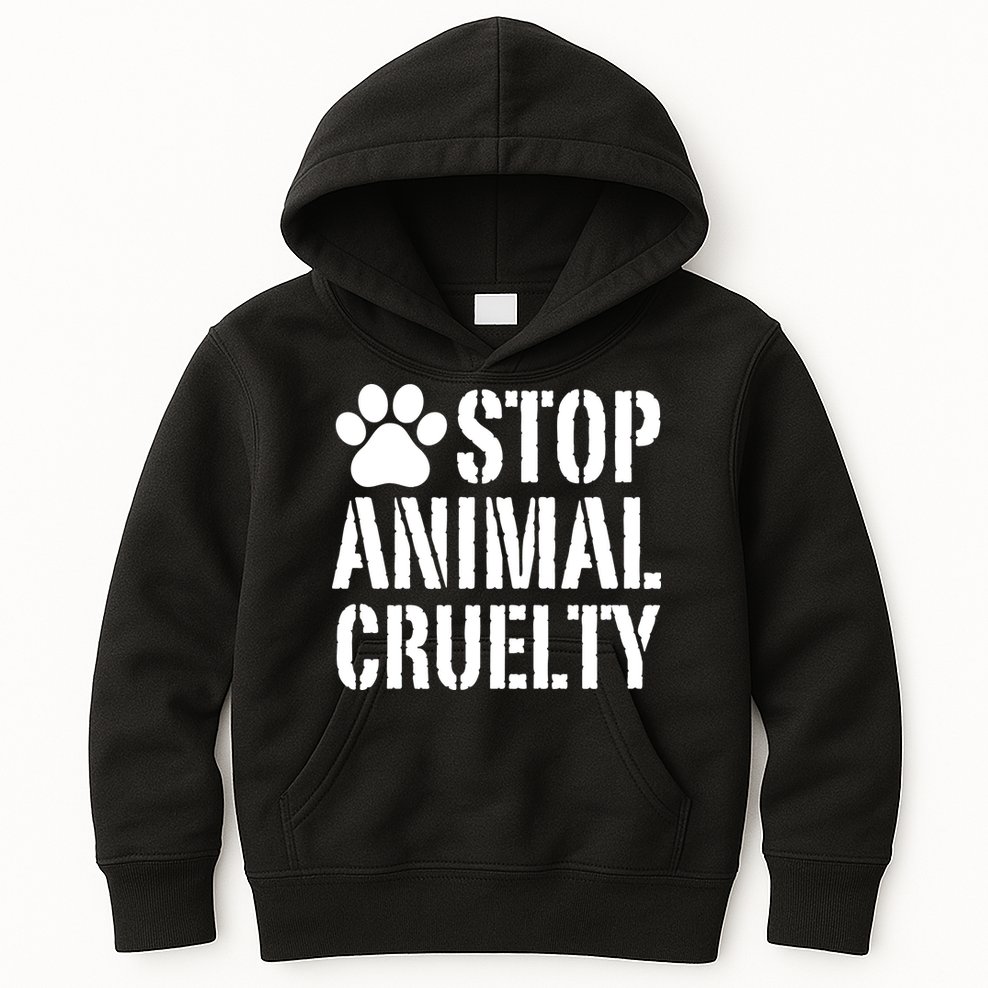 Stop Animal Cruelty Awareness Paw Print Kids Hoodie